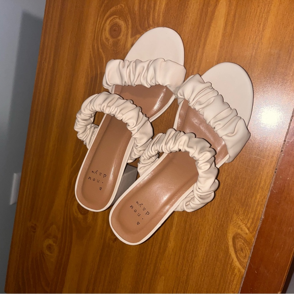 S O L D : a new day Cream Ruffle Sandals